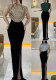 Women sequin patchwork sleeveless slit dress