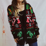 Autumn winter sweater single-breasted v-neck Christmas knitting cardigan