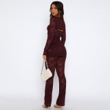 Women Lace Strapless Shawl Top and Pants 2-piece set