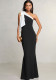 Sexy Contrast Color Slash Shoulder Fashion Evening Dress