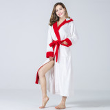 Christmas Women hooded long-sleeved tie robe