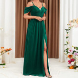 Summer Off Shoulder Chiffon V-Neck Party Evening Dress