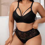 Plus Size Sexy Meshlace Patchwork Lingerie Set