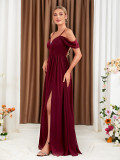 Summer Off Shoulder Chiffon V-Neck Party Evening Dress