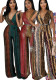 Sexy Fashion Printing Sleeveless V-Neck Jumpsuit