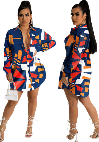 Casual Fashion Printed Shirt Multi-Color Casual Dress