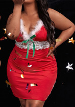 Plus Size Sexy Lingerie Christmas Lace Nightdress