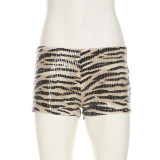 Spring Women's Leopard Print Sequins High Waist Tight Fitting Sexy Shorts Women