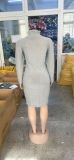Women Sexy Solid Round Neck Sweater Dress