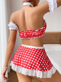 Sexy Lingerie Temptation Two-Color Plaid Schoolgirl Cosplay Uniform Set