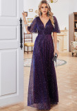 Chic Short-Sleeved Summer Women's Sequin Evening Dress