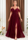 Summer Off Shoulder Chiffon V-Neck Party Evening Dress