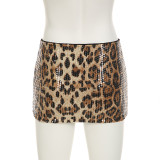 Spring Women's Leopard Print Sequins High Waist Tight Fitting Sexy Shorts Women