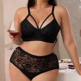 Plus Size Sexy Meshlace Patchwork Lingerie Set