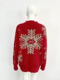 Christmas Plus Size gold thread elk big snowflake sweater