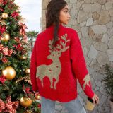 Christmas Plus Size gold thread elk big snowflake sweater