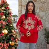Christmas Plus Size gold thread elk big snowflake sweater