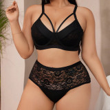 Plus Size Sexy Meshlace Patchwork Lingerie Set