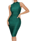 Sexy Fashion Solid Color Round Neck Sleeveless Slim Women's Dress