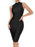 Sexy Fashion Solid Color Round Neck Sleeveless Slim Women's Dress