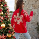 Christmas Plus Size gold thread elk big snowflake sweater