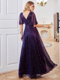 Chic Short-Sleeved Summer Women's Sequin Evening Dress