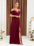 Summer Off Shoulder Chiffon V-Neck Party Evening Dress