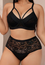 Plus Size Sexy Meshlace Patchwork Lingerie Set