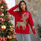 Christmas Plus Size gold thread elk big snowflake sweater