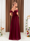 Summer Off Shoulder Chiffon V-Neck Party Evening Dress