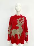 Christmas Plus Size gold thread elk big snowflake sweater