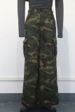 Women Cargo Casual camouflage pocket zipper trousers