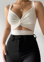 Women Casual Sports Lace-Up Tank Top T-Shirt