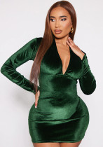 Women velvet stretch sexy party dress