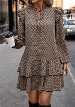Women Bohemian Printed V-Neck Lace-Up Long Sleeve Dress Women Bohemian Printed V-Neck Lace-Up Long Sleeve Dress