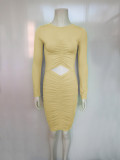 Women Autumn and Winter Pleated Sexy Dress