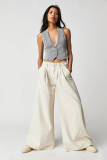 Plus Size Women Street American Casual Denim Wide Leg Pants