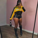 Women winter embroidery contrasting color Turndown Collar long-sleeved zipper jacket