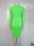 Women Autumn and Winter Pleated Sexy Dress