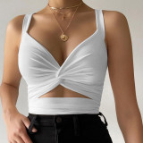 Women Casual Sports Lace-Up Tank Top T-Shirt