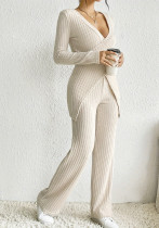 Women Irregular Long Sleeve Sweater Wide Leg Pants Two Piece Set Women Irregular Long Sleeve Sweater Wide Leg Pants Two Piece Set