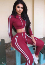 Women Elastic Hooded Drawstring Top and Trousers Casual Two Piece Set Women Elastic Hooded Drawstring Top and Trousers Casual Two Piece Set