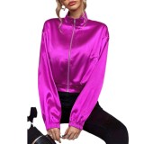 Women Autumn and Winter Zipper Long Sleeve Casual Jacket