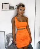 Women Sleeveless Slash Shoulder Hollow Pleated Sexy Bodycon Dress