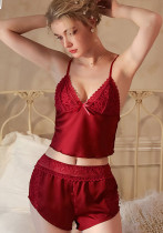 Women lace suspender skirt shorts sexy lingerie Two Piece Set