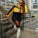 Women winter embroidery contrasting color Turndown Collar long-sleeved zipper jacket