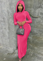 Women Casual Hooded back slit dress Women Casual Hooded back slit dress