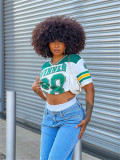 Autumn Loose Casual Street Fashion Print Short-Sleeved Sports Top Contrast Color T-Shirt