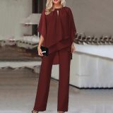 Women's Fashion Solid Color Loose Casual Irregular Two Piece Pants Set