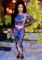 Women's Autumn Fashion Printed Sexy Long Sleeve One-Piece Bodysuit Pants Set Women's Autumn Fashion Printed Sexy Long Sleeve One-Piece Bodysuit Pants Set